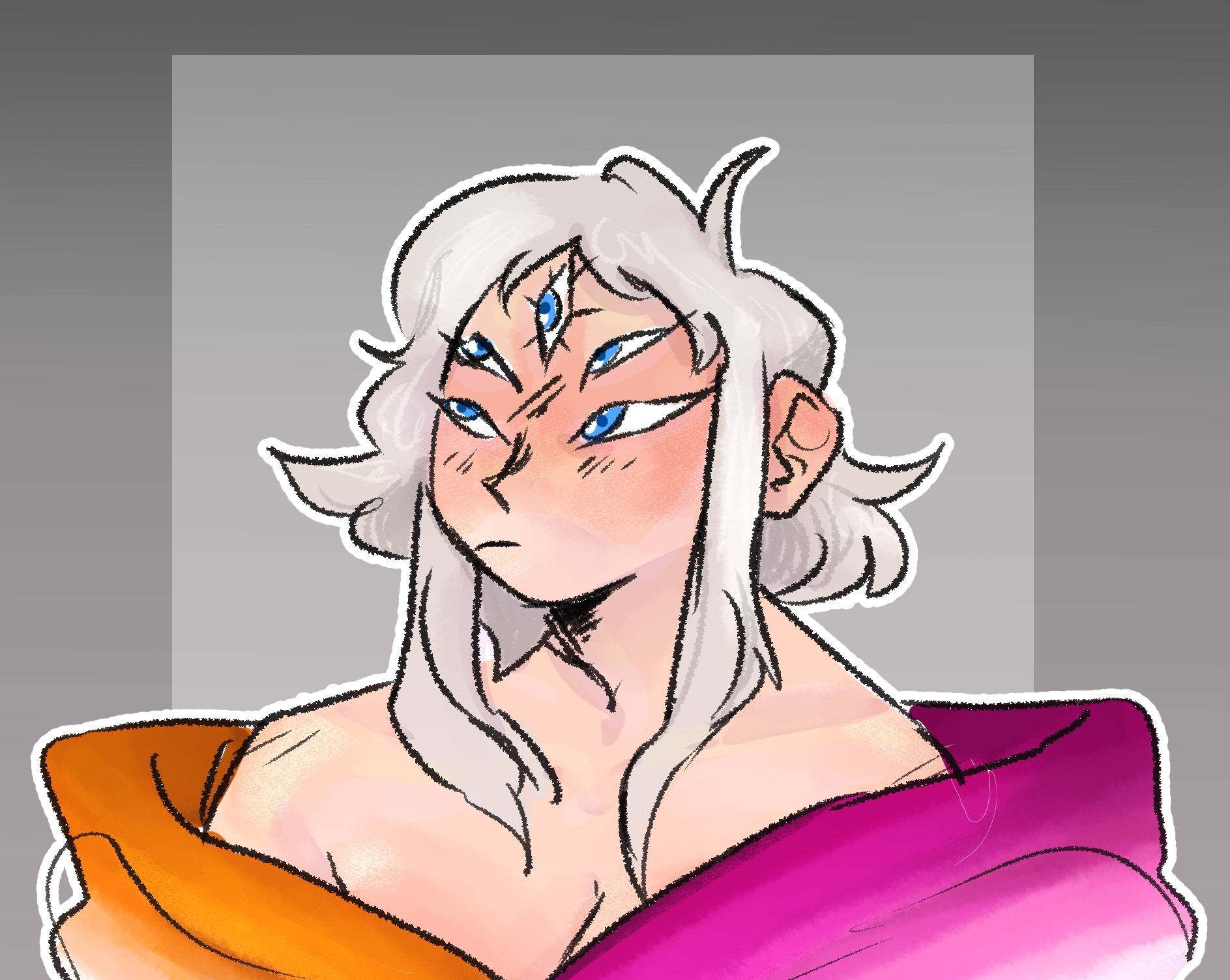 OC Fuyuma draped in a lesbian pride flag illustration